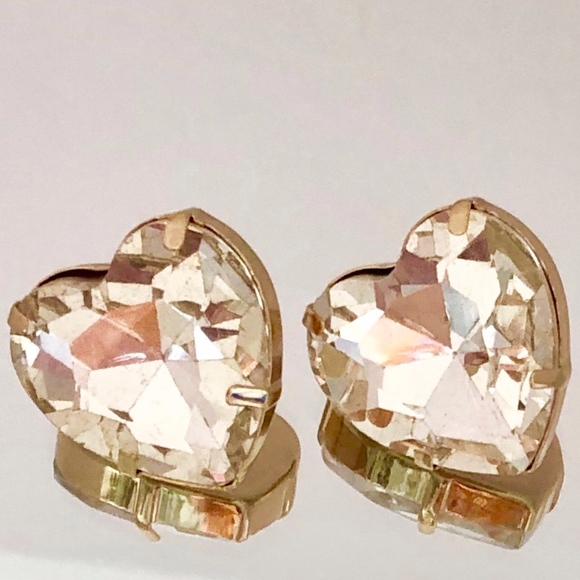 HUGE Lightweight Heart Earrings CZ NWT - Picture 2 of 4